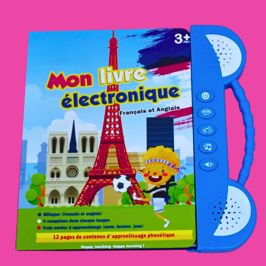 Livre Éducatif Bilingue Interactif (+180 Mots) - Apprentissage Français/Anglais - 12 Pages Thématiques - Jouet Éveil 3 ans+