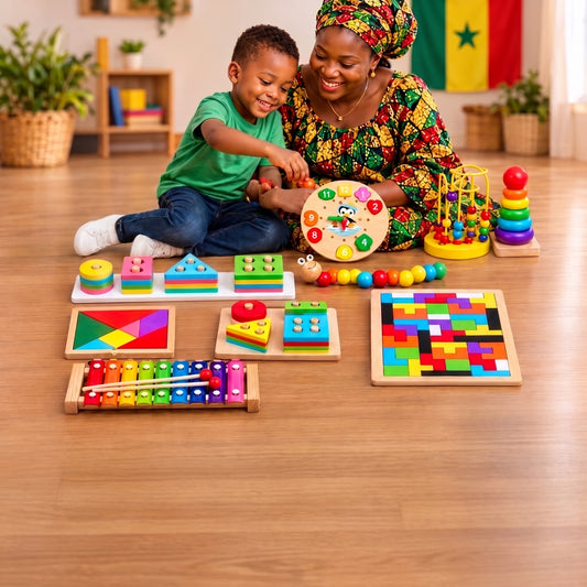 9 Ensembles de Puzzles Éducatifs d'Apprentissage Montessori 2026 avec Puzzles de Blocs de Construction à Empiler et à Assortir, Horloge et Instrument de Musique pour Enfants